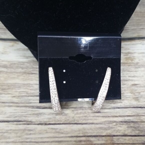 RHINESTONE SEMI HOOPS - Picture 2 of 5